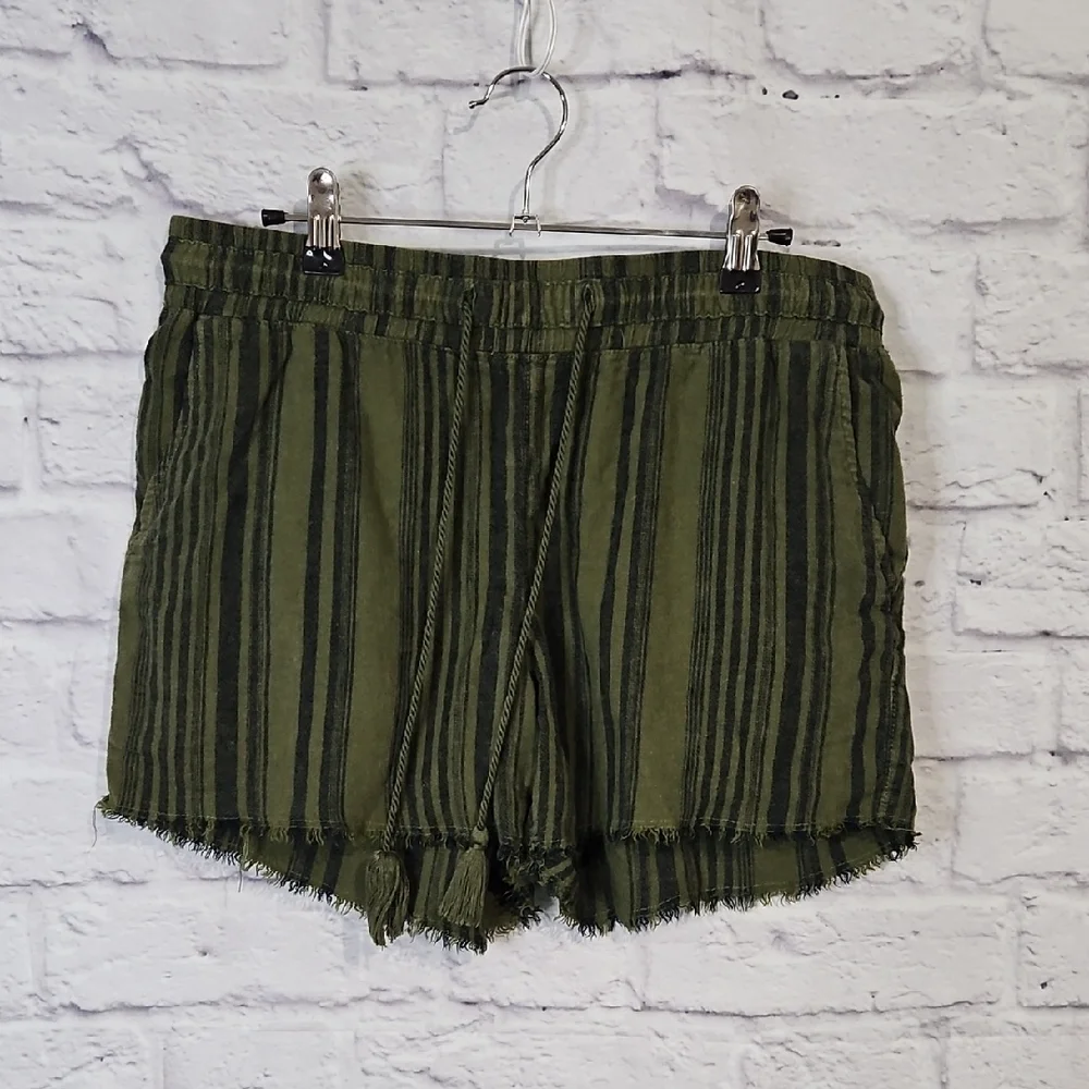 Green Striped Women's Shorts